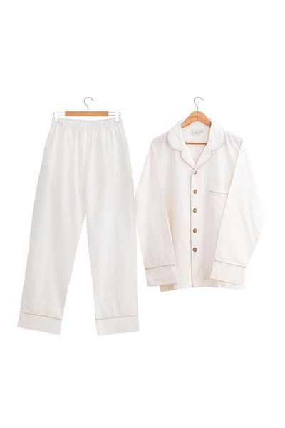Ecocotton Σετ ανδρικές πιτζάμες Reya 100% οργανικό βαμβάκι λινό κρέμα - M
