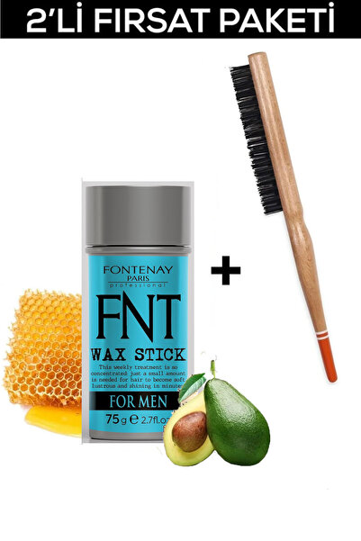 Fontenay Hair Wax Stick 75gr For Men + Profesyonel Topuz Fırçası 3033 2'Li Set