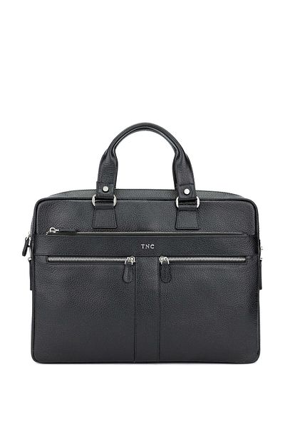 Tamer Tanca Men's Genuine Leather Black Briefcase