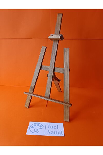 İNCİ TUVAL 35x70 Cm Orta Boy Ahşap Masaüstü Şövale El Sıkma Aparatlı,Sergi Ressam Tablo Tuval Standı, Vernikli