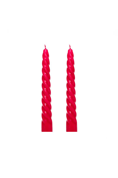 Missi 2'li Fuşya Burgulu Şamdan Mum Seti