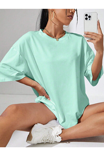 Yasolin Muškarci i žene Oversize kroj Pamuk Pamučni džersej okrugla kragna T-...