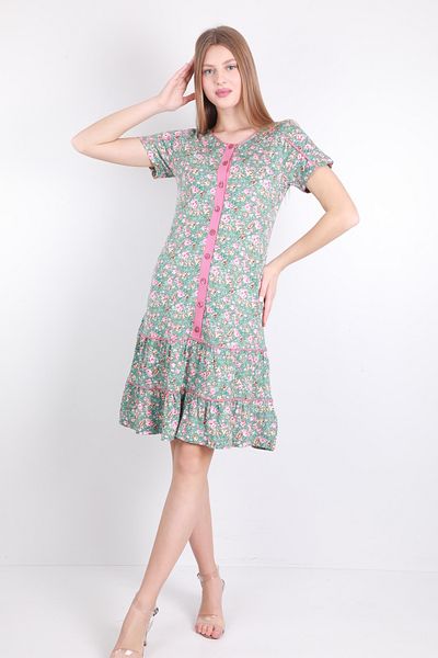 Wild Love Floral Patterned Buttoned Long Women's Dress