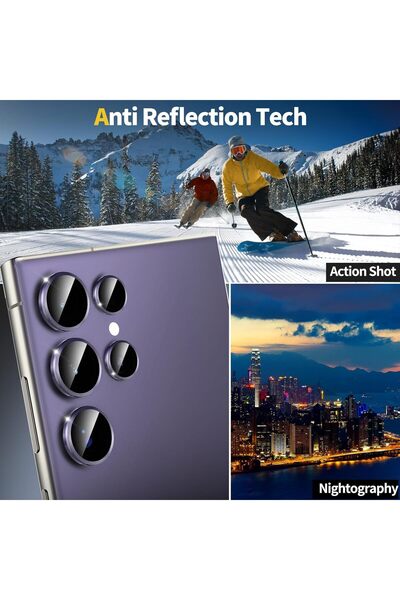 HyperAge Samsung Galaxy S24 Ultra Compatible 9h Camera Protector Ultra Thin Aluminum Frame - Purple [Set of 5)