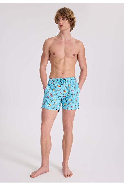 WESTMARK LONDON Ανδρικά σορτς κολύμβησης Blue Pool με τύπωμα Regular Fit WMICON