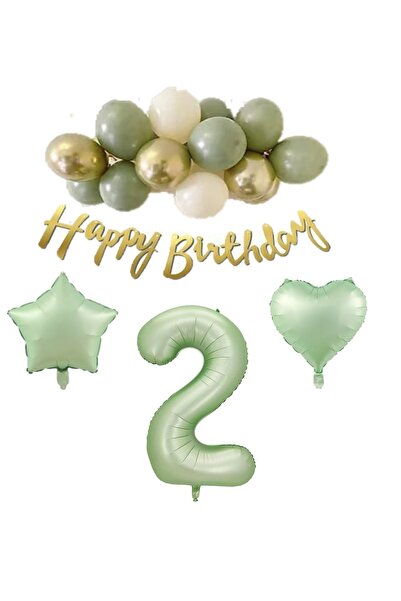 BEST PARTİ DOĞUM GÜNÜ PARTİ SÜSLERİ 2 Yaş Happy Bırthday Yazılı Banner Su Yeş...