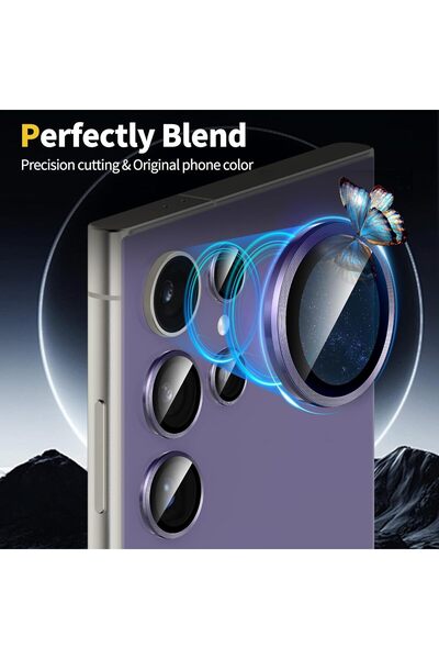 HyperAge Samsung Galaxy S24 Ultra Compatible 9h Camera Protector Ultra Thin Aluminum Frame - Purple [Set of 5)