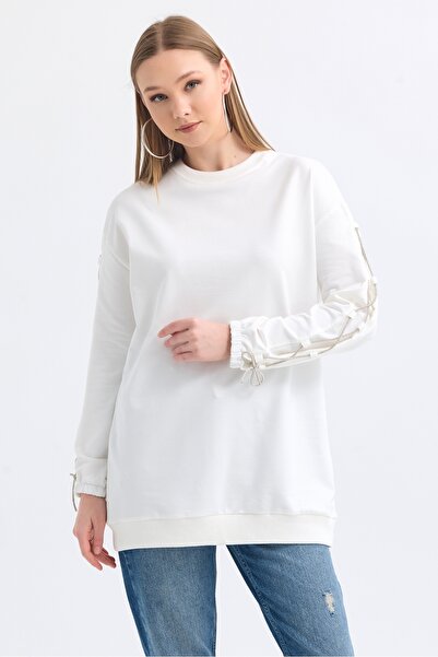 MD trend Women's Long Oversize Sweatshirt with Sleeve Detail