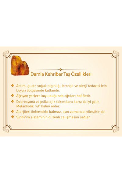 Tesbihane Drop Design Facet Cut Yellow-Red Natural Drop Amber Women's Necklace