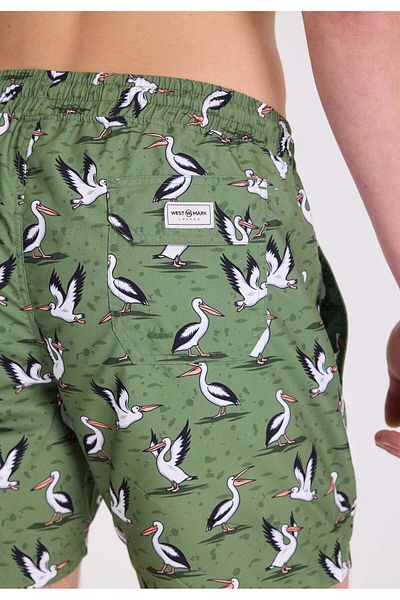 WESTMARK LONDON Ανδρικό μαγιό με στάμπα Green Pelikan Regular Fit WMANIMAL