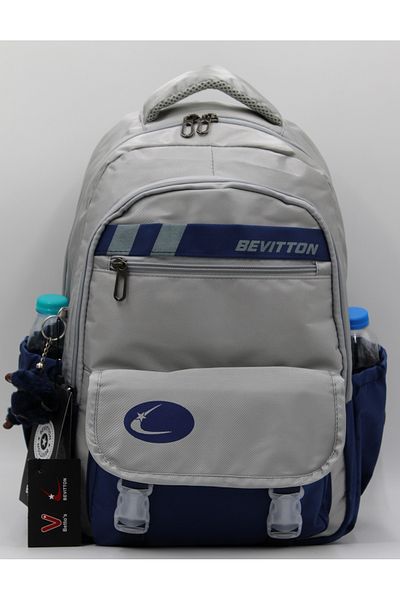 Bevitton Bvt-34300 Γκρι-σκούρο μπλε σχολική τσάντα Αδιάβροχη ειδική υφασμάτινη σχολική τσάντα πλάτης