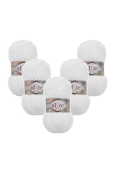 Alize Softy Plus 5 Pack 55 Λευκό Πλεκτό Νήμα