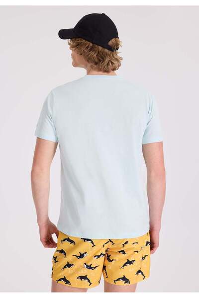 WESTMARK LONDON Açık Mavi Baskılı Bisiklet Yaka Organik Pamuklu Regular Fit Erkek T-Shirt WMEMBROIDERY WHALE