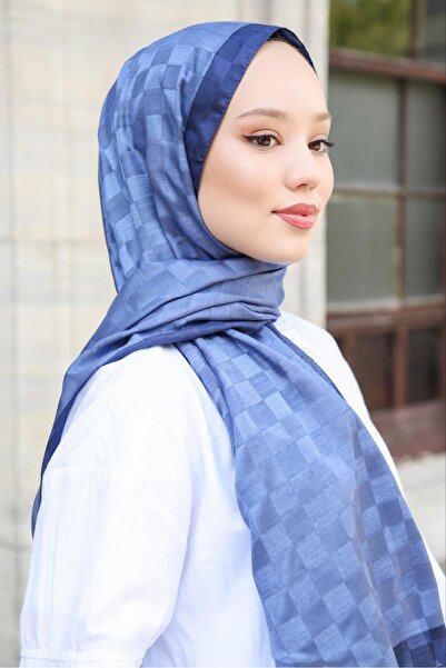 Hint İpek Dama Desenli Monogram Şal Monov03-13