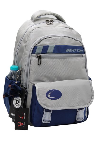 Bevitton Bvt-34300 Γκρι-σκούρο μπλε σχολική τσάντα Αδιάβροχη ειδική υφασμάτινη σχολική τσάντα πλάτης