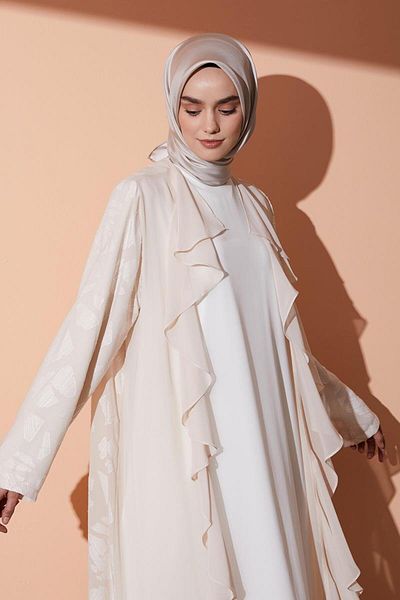Levidor Beige Embroidered Lingerie Dress Ferace