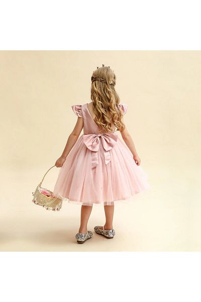 Mashotrend Rochie de seară pentru fete din satin american cu perle Helsinki - Rochie pentru fete