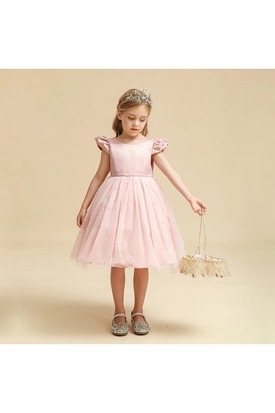 Mashotrend Rochie de seară pentru fete din satin american cu perle Helsinki - Rochie pentru fete