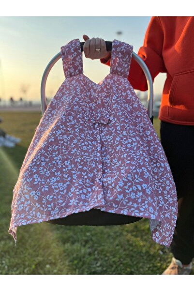 runbaby غطاء عربة الأطفال من قماش الموسلين رن بيبي (زهرة وردية) 75×100 سم