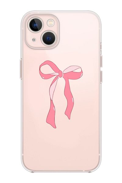 shoptocase حافظة هاتف شفافة بنمط الشريط الوردي المتوافقة مع هاتف Iphone 15
