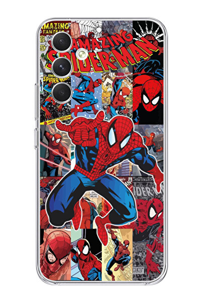 Magic Ring Samsung Galaxy A55 Uyumlu Spiderman Aesthetic Tasarımlı Şeffaf Tel...