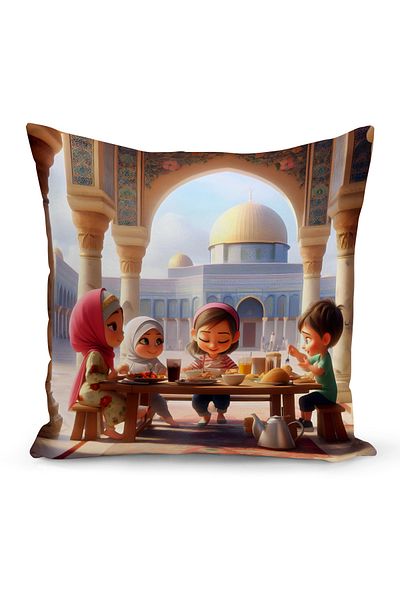 Bertille Home Husă de pernă cu imprimare digitală pe două fețe din seria Ramadan (Husă de pernă Ramadan)