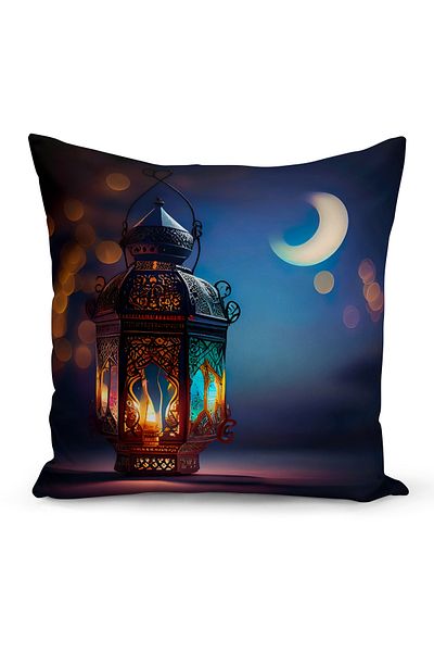 Bertille Home Husă de pernă cu imprimare digitală pe două fețe din seria Ramadan (Husă de pernă Ramadan)