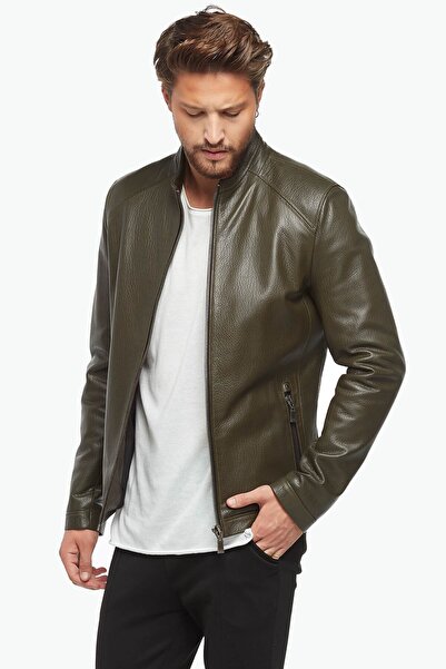 Deriza Armond Yeşil Jumbo Deri Mont