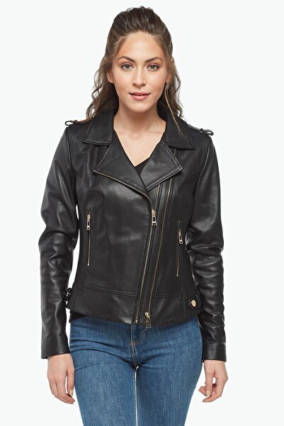 Deriza Jumbo Women's Leather Coat Black