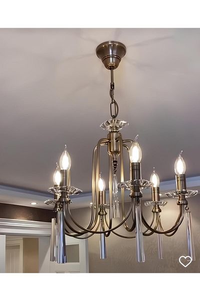 yıldırımavize Countess 6-Piece Antique Chandelier Triangle Pendant Lamp with Stone (Fully Assembled.)