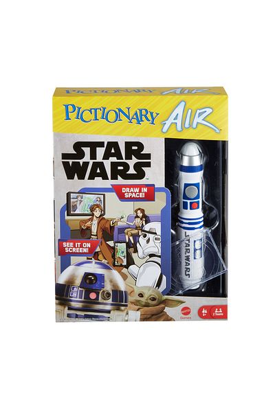 Pictionary لعبة رسم عائلية من Air Star Wars للأطفال والكبار مع قلم ضوئي R2-D2 ومستويين من الخدع