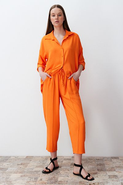 Trendyol Collection Narancssárga Aerobin ing és nadrág szett - TWOSS24AU00038