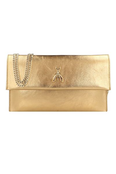 Patrizia Pepe Fly Metallic Clutch Tasche Leder 27 cm
