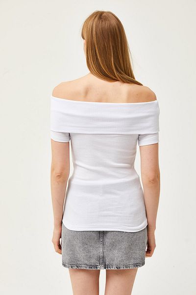 Olalook Dámská bílá halenka s límcem Madonna Lycra BLZ-19002586
