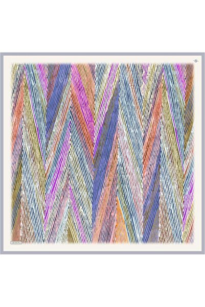 Armine Indigo prugasti Sa deznom Tivil svileni šal 8955-32