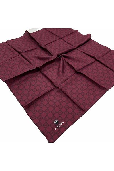 Vissona Plum-1 Checkerboard Pattern Tivil Silk Scarf 51495-0026