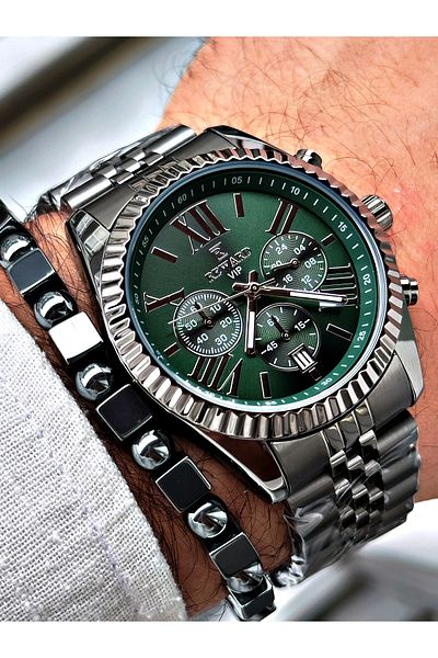 Reward Men's Wristwatch and Bracelet with Gift - Smoke Color Steel Cord