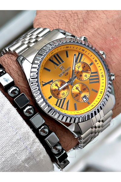 Reward Men's Silver Colored Steel Cord Wrist Watch and Bracelet Gift