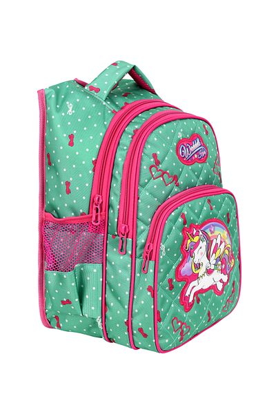 Waddell Geantă ortopedică primară cu model unicorn verde mentă - pătată cu cutie de prânz