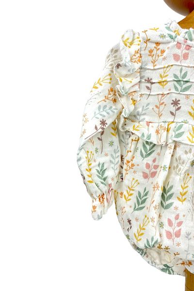 Pivami Baby Girl Muslin Jumpsuit Pink Floral Body