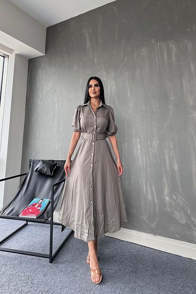 kamacibutik Лятна рокля на райета с яка и колан