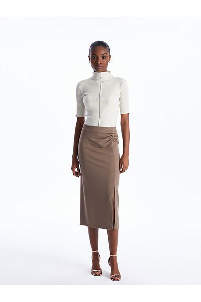 LC Waikiki Women's Stand Collar Plain T-Shirt
