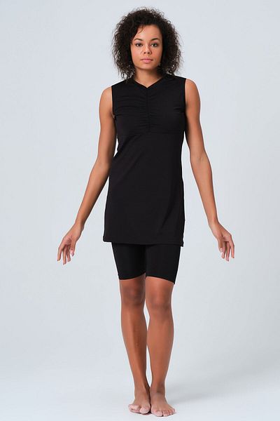 ALFASA Zero Sleeve Semi Covered Swimsuit with Gather Detail on the Front