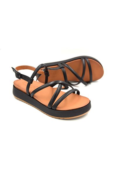 Prego (Serraca) Poly Sole Thin Tied Daily Women's Sandals BLACK