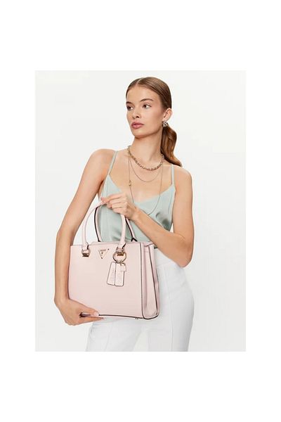 Guess Women's Zippered Strap Logo Detailed Pink Shoulder Bag HWZG78 79060-LTR