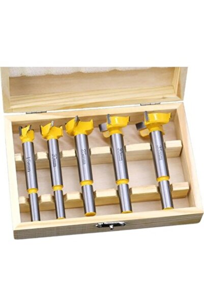 Hırdavat 5 Parça Freze Tas Menteşe Yuva Açma Seti Ahşap Delme Çantalı Set