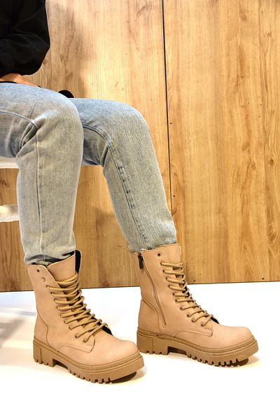 Prego Windif Thermo Αντιολισθητική Σόλα Lace Up Γυναικείες Μπότες με φερμουάρ ΜΠΕΖ