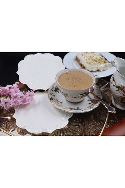 vipceyiz Plain Ecru 6-Piece Presentation Napkin