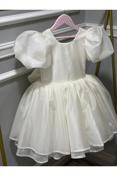 İPEKACOUTURE Κοριτσίστικο Φόρεμα Οργάντζα - Μπαλόνι Μανίκι