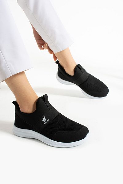 İnan Ayakkabı Pantofi zilnici casual Conford cu talpă neagră/albă de damă